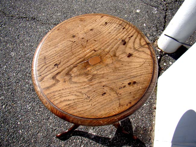 A small English oak tripod table made from the salvage of the ROYAL GEORGE which sunk in 1782. — image 3